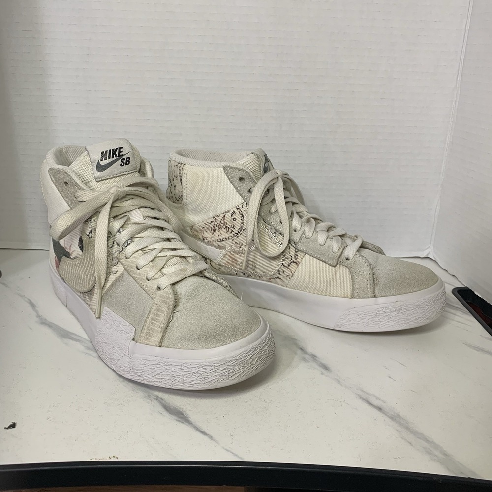 Nike SB Zoom Blazer‎ Mid Premium Floral White Grey Shoes Womens Size 5